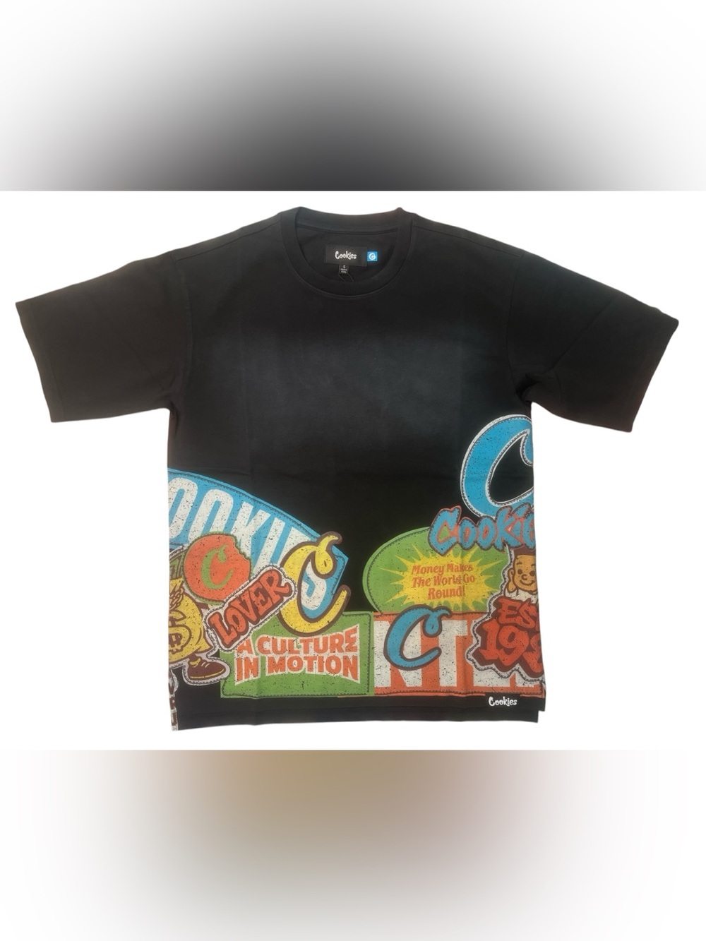 Cookies Black Graphic Tee & Shorts Set - Blue/Green/Orange Accents - Picture 3 of 7